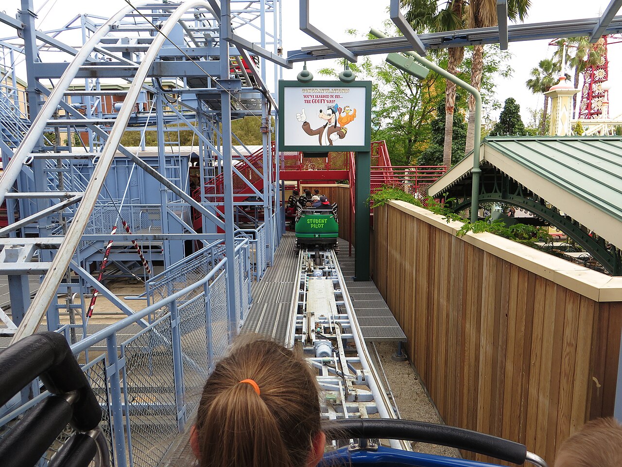 On-ride photo of Goofy's Sky School
