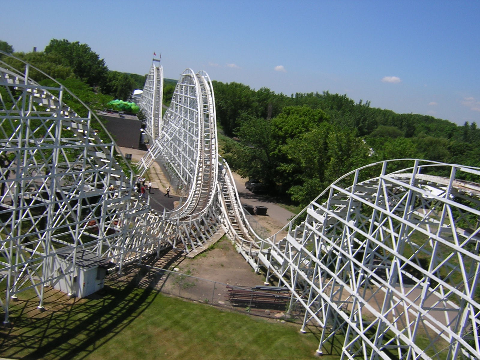 back side of High Roller roller coaster ride at Cedar Fair's Valleyfair! amusement park in Shakopee, Minnesota, USA