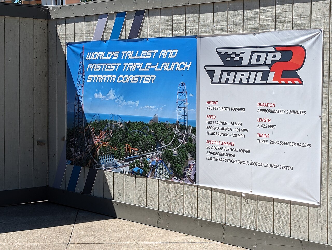 Top Thrill 2's fact sign