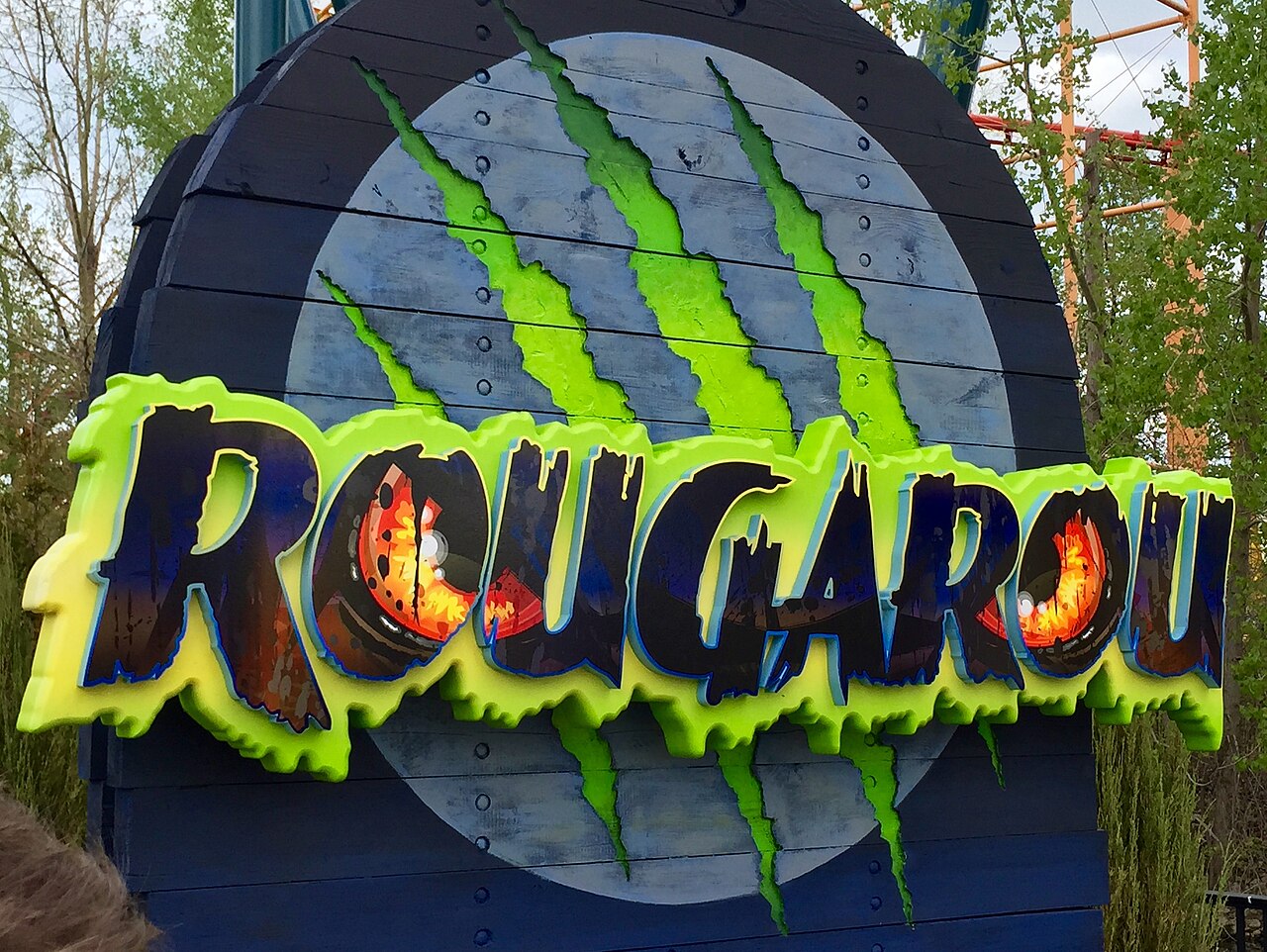 Signage for Rougarou (roller coaster) at Cedar Point in Sandusky, Ohio