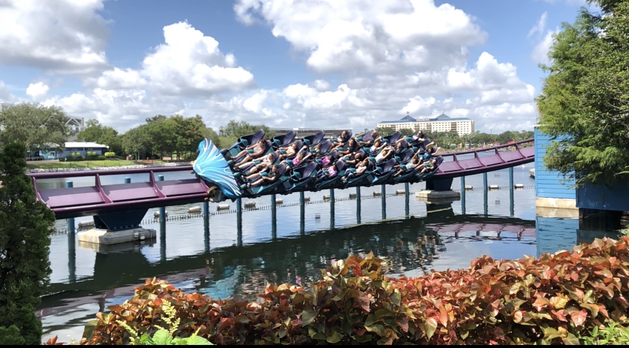 View of Mako's train as it traverses through the final turn of its layout