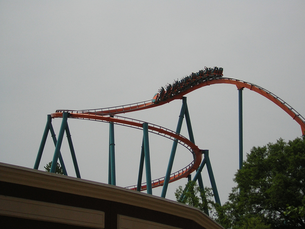 Goliath, hyper and mega roller coaster at Six Flags Over Georgia, USA