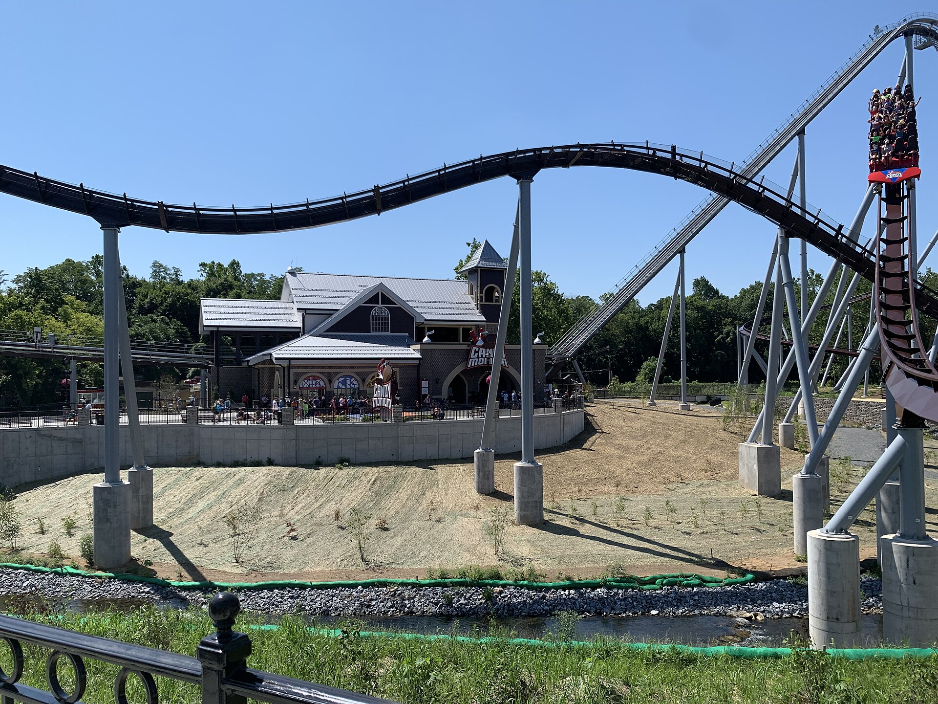 The station and end section of the Candymonium roller coaster at Hersheypark