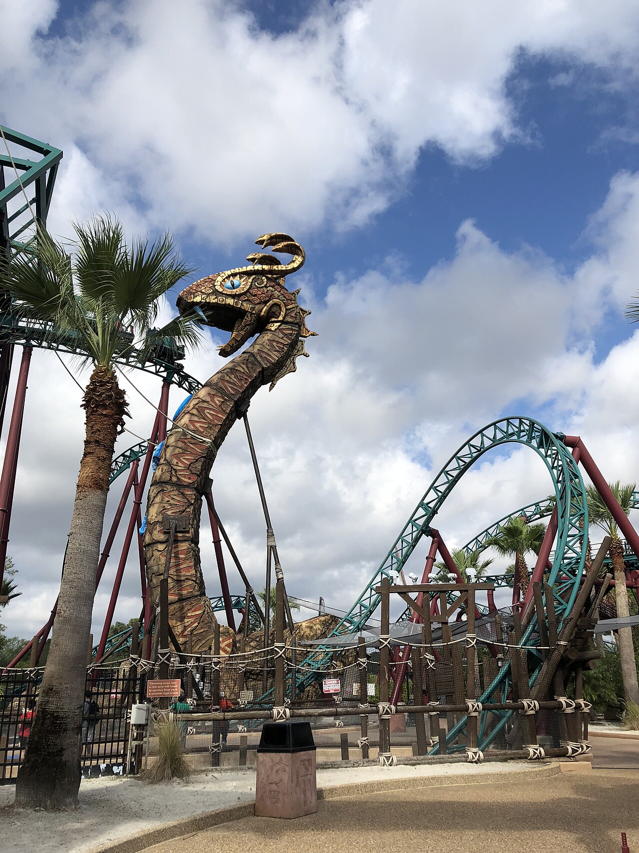 View of Busch Gardens Tampa's elevator lift and layout for the roller coaster Cobra's Curse