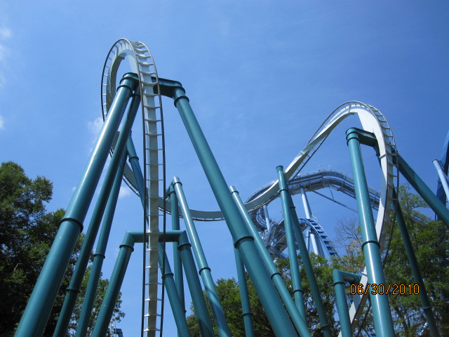 The Alpengeist Roller coaster's cobra roll. (3rd and 4th element)