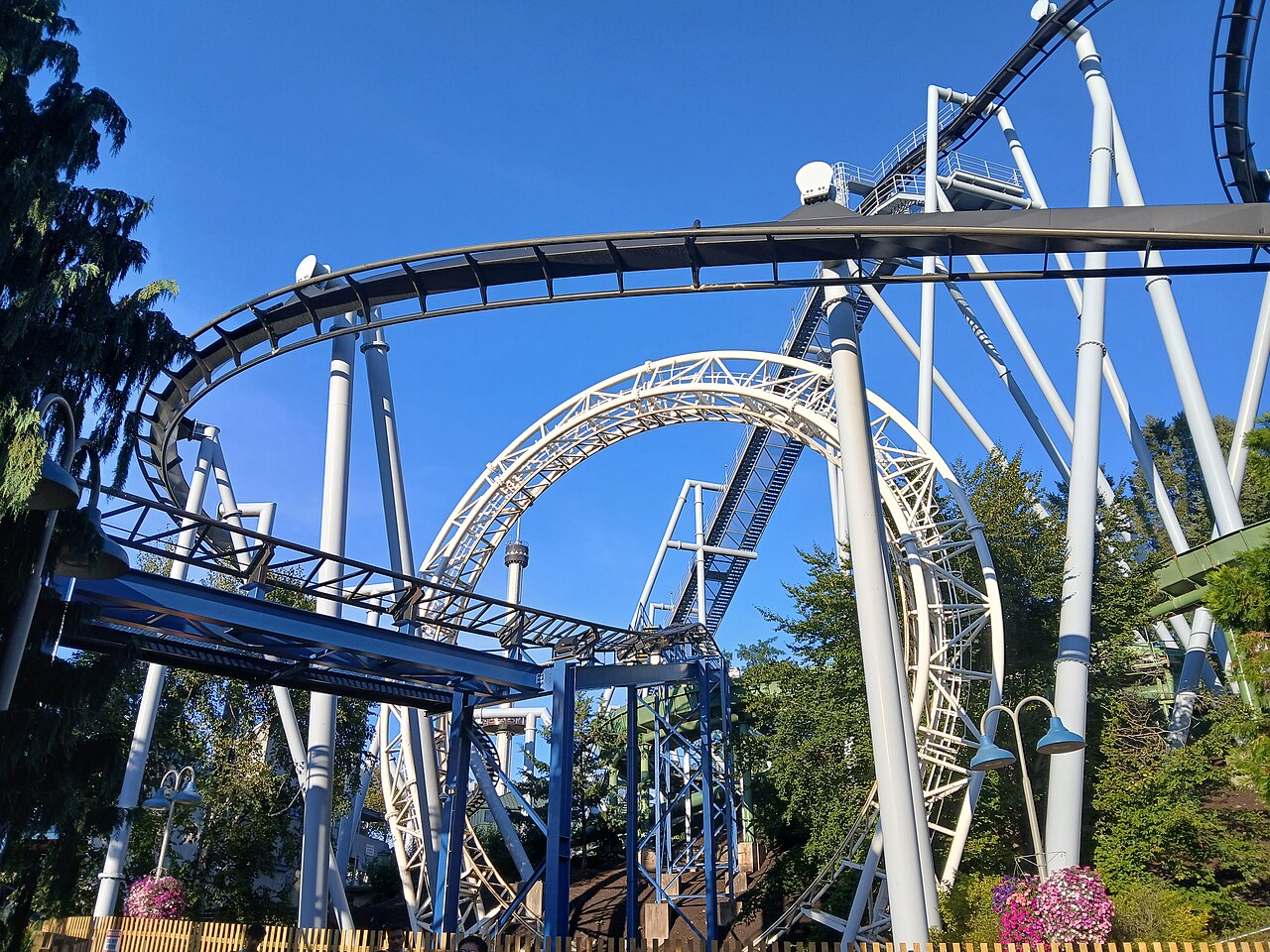Great Bear and SooperDooperLooper at Hersheypark in Hershey, Pennsylvania, seen in August 2025