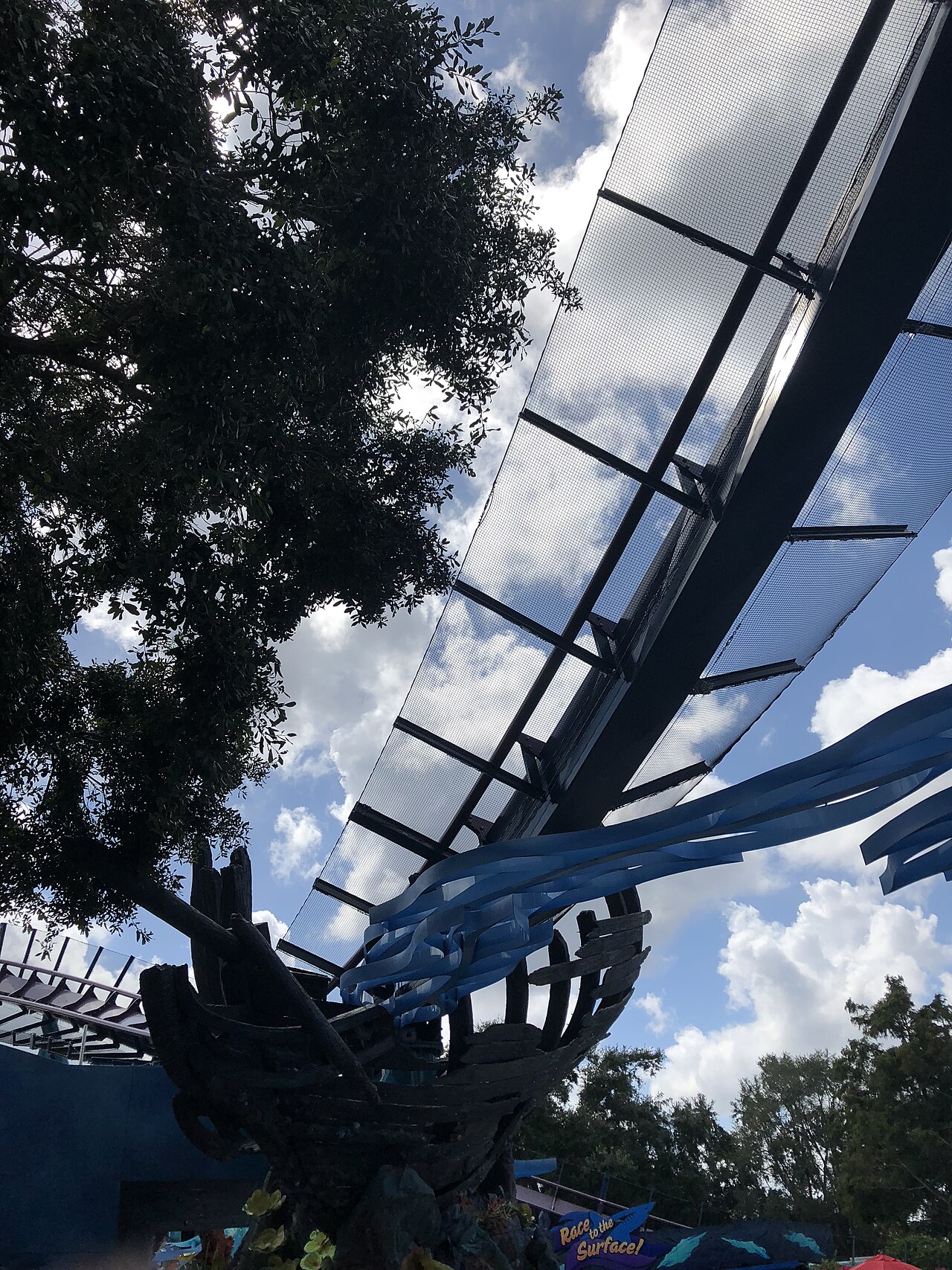 Part of the Mako roller coaster at SeaWorld Orlando that traverses through a shipwreck near the end of its layout