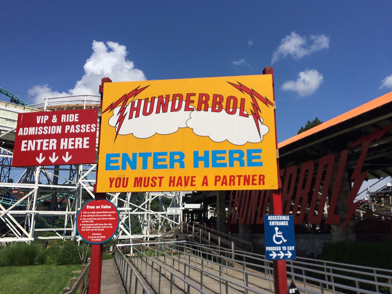Entrance to the Thunderbolt roller coaster in Kennywood amusement park