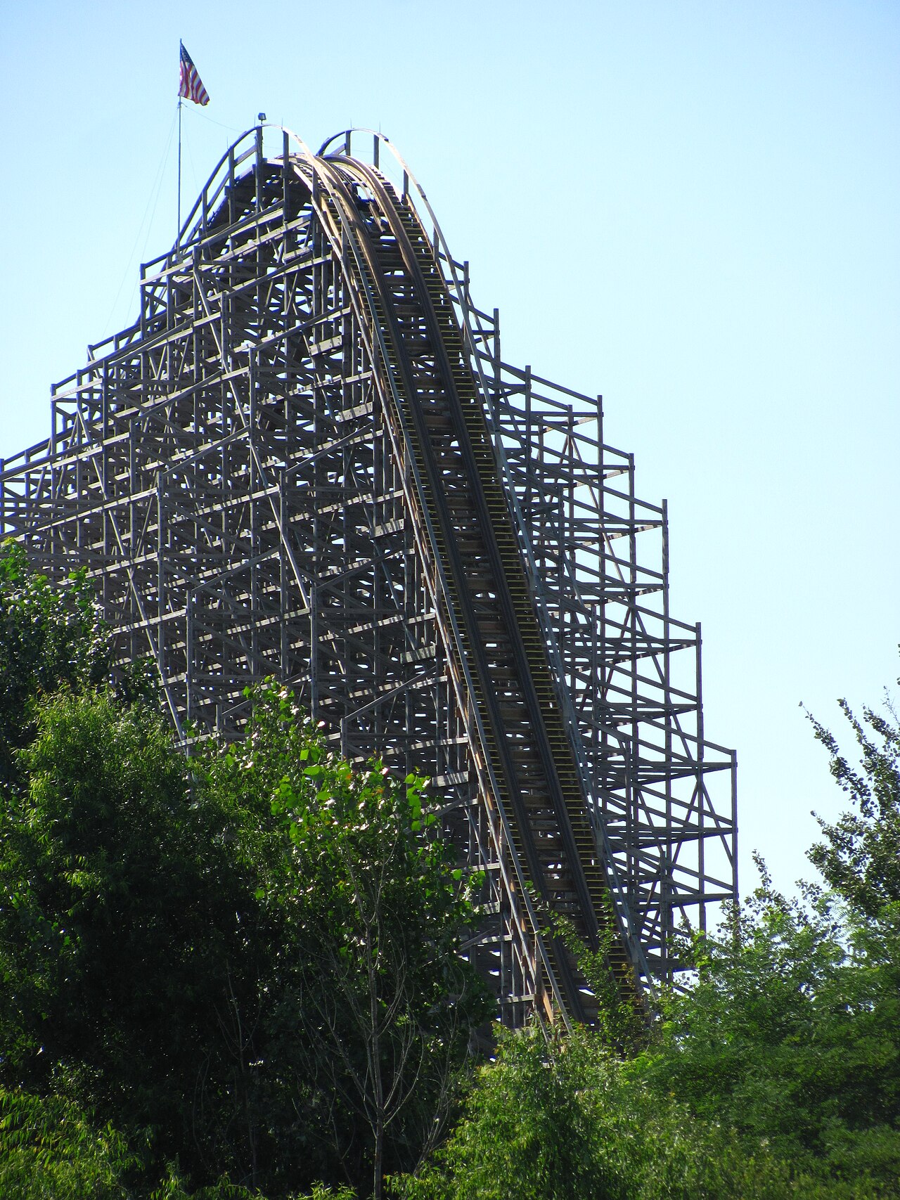Shivering Timbers first hill at Michigan's Adventure