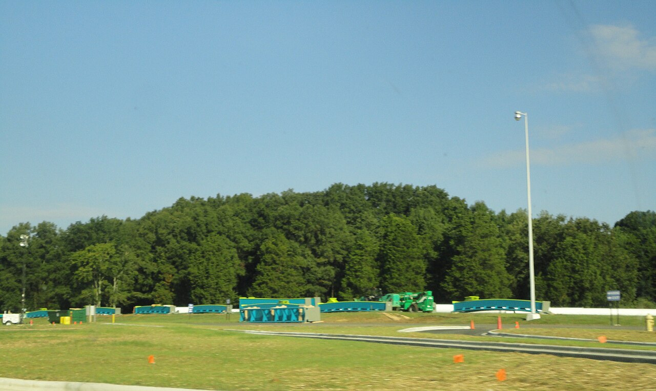 This is a photo of Fury 325 roller coaster waiting to be installed during construction of the attraction in 2014
