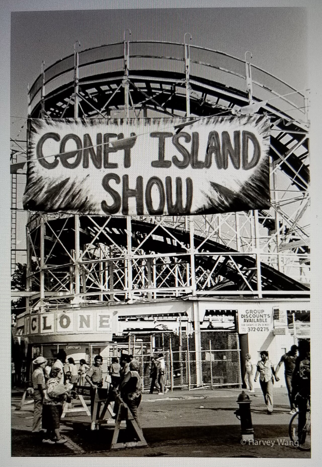 Coney Island Show 1981 banner hanging on the Astroland Cyclone W10st Coney Island