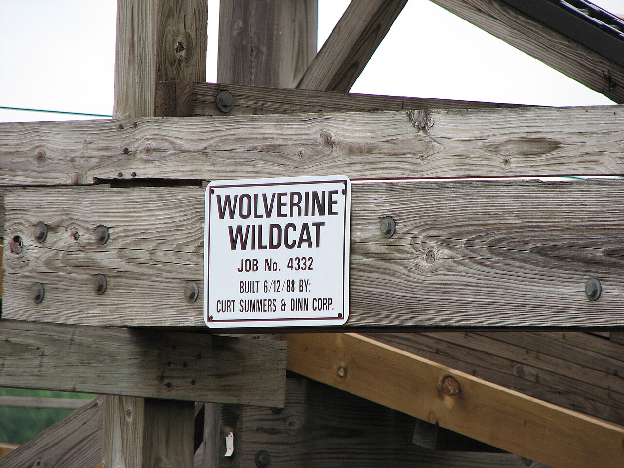 Construction ID sign on Wolverine Wildcat at Michigan's Adventure