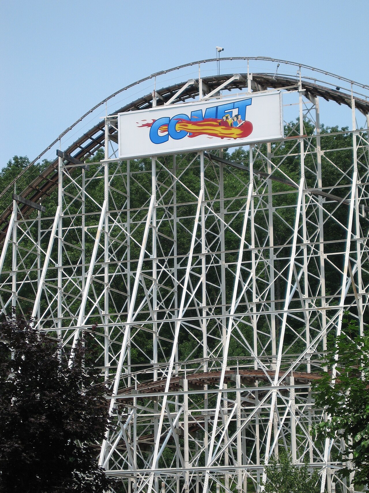 The Comet; a wooden roller coaster metal support structure