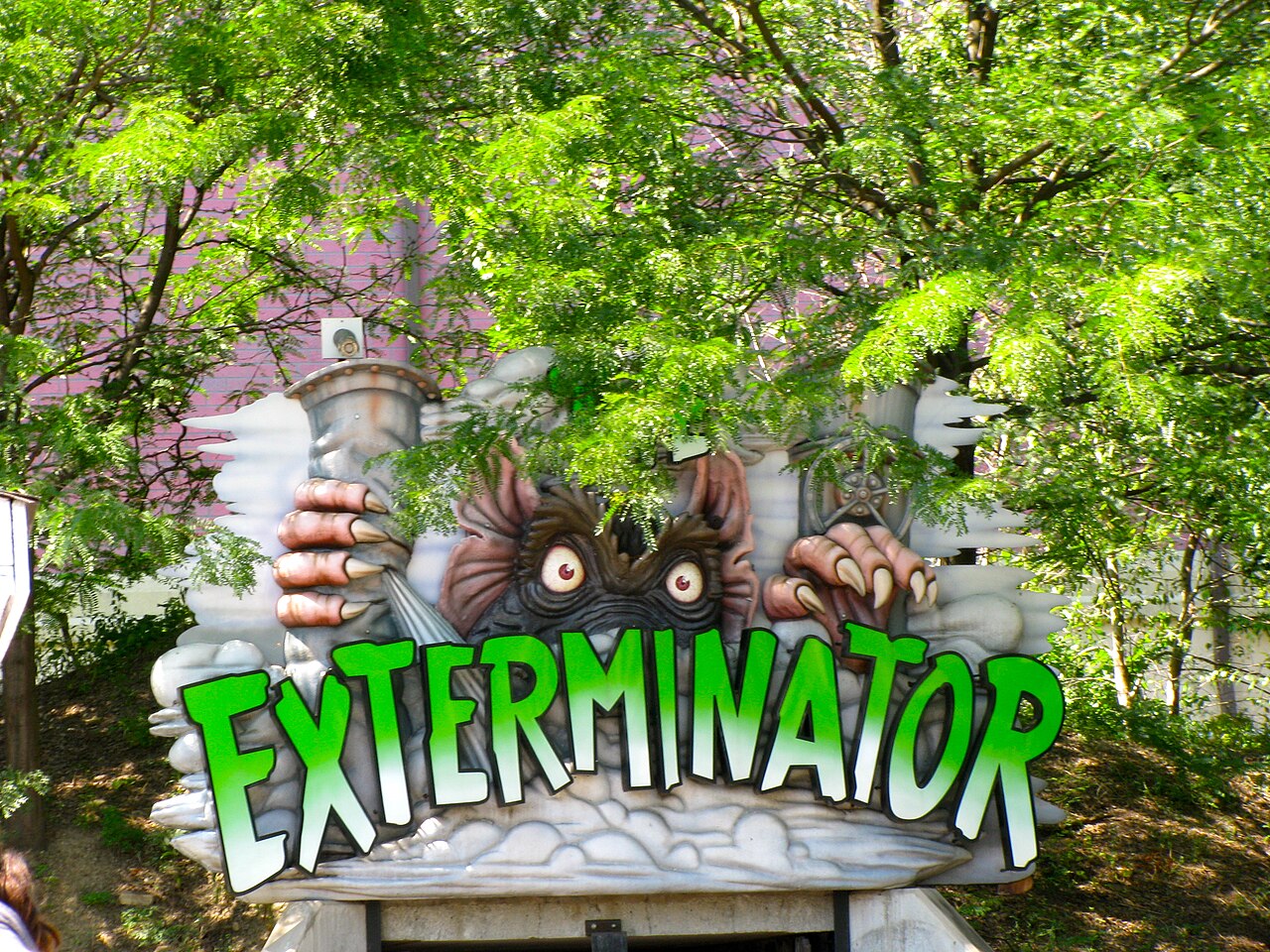 Sign from the Exterminator Dark Ride/Coaster at Kennywood Park