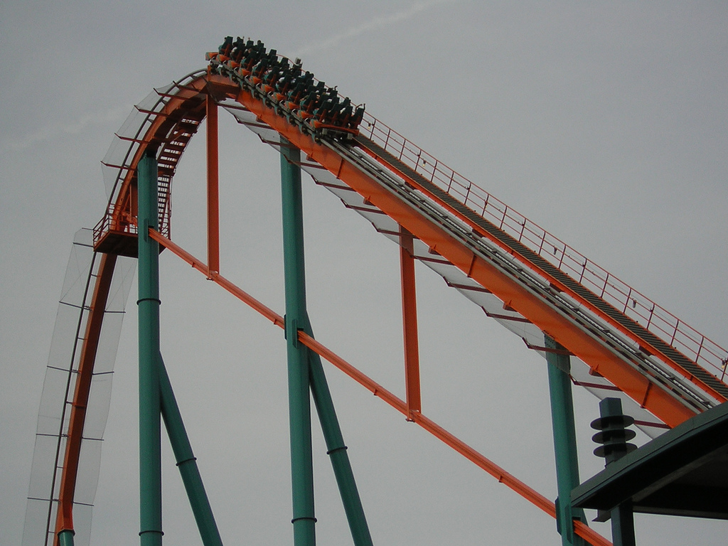 Goliath, hyper and mega roller coaster at Six Flags Over Georgia, USA