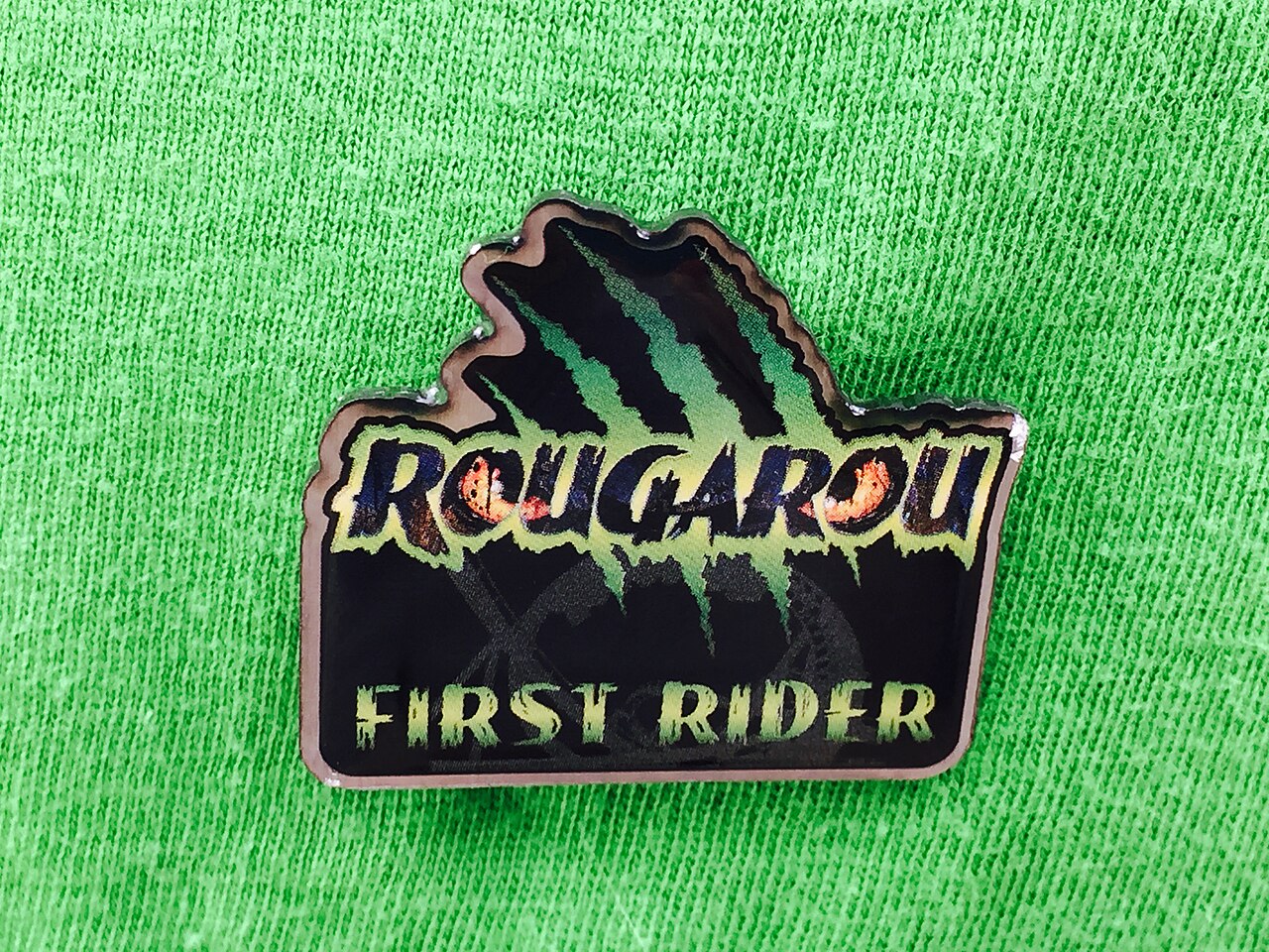 Pin given to riders on opening day of Rougarou (roller coaster) at Cedar Point in Sandusky, Ohio