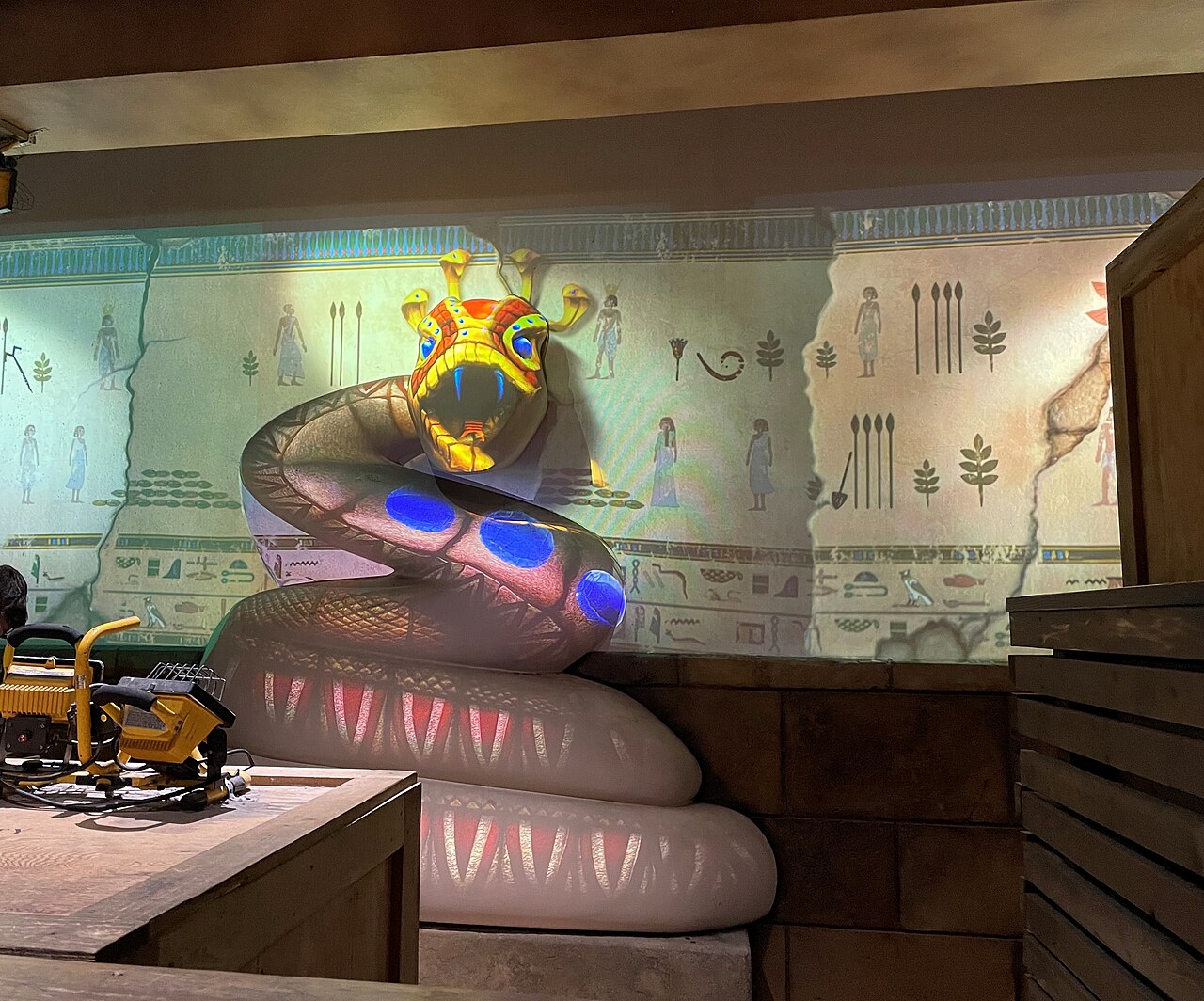 Cobra's Curse theming inside queue area at Busch Gardens Tampa Bay