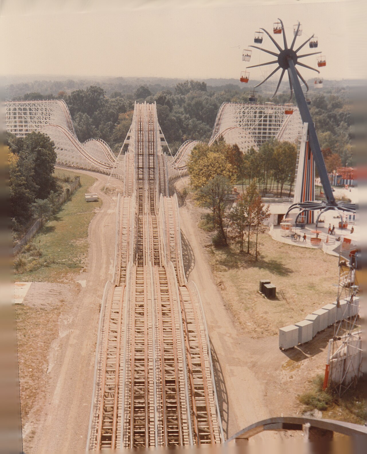 Kings Island "Racer" wooden roller coaster, 1972
