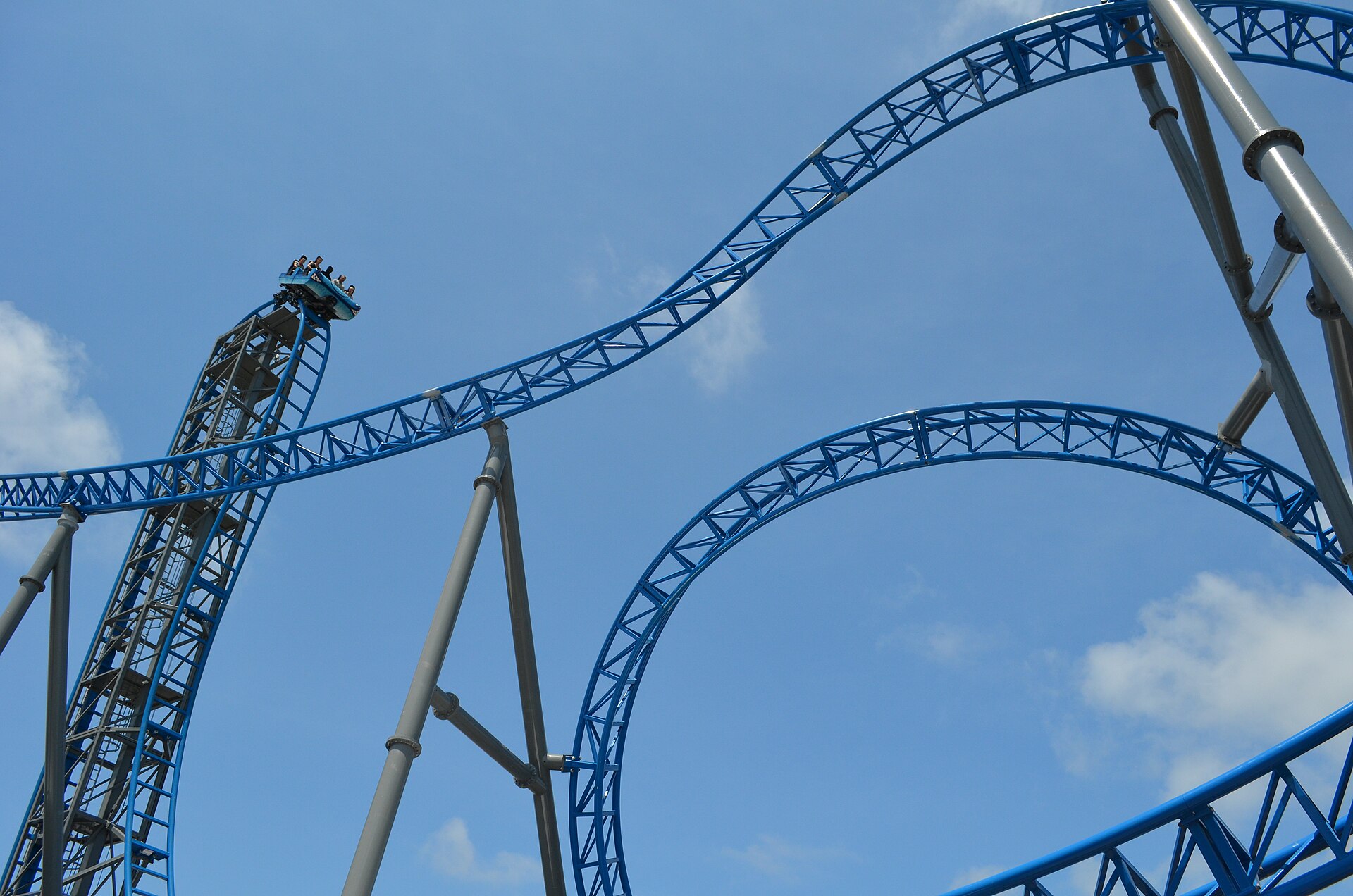 The Iron Shark Euro-Fighter at Galveston Island Historic Pleasure Pier in Galveston, Texas. This ride was manufactured by Gerstlauer