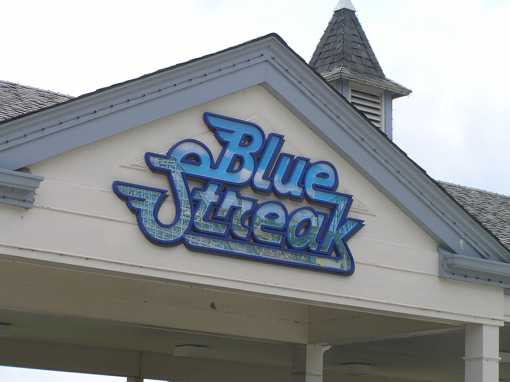 Blue Streak's sign at Cedar Point