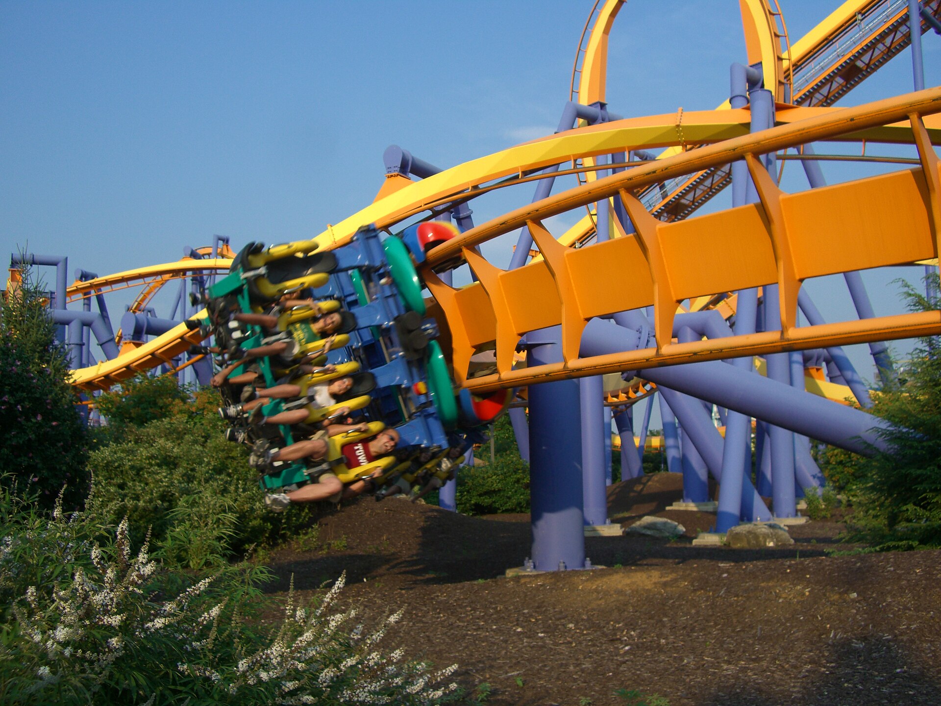Talon's steeply banked, low-to-the-ground turn towards the end of its circuit at Dorney Park