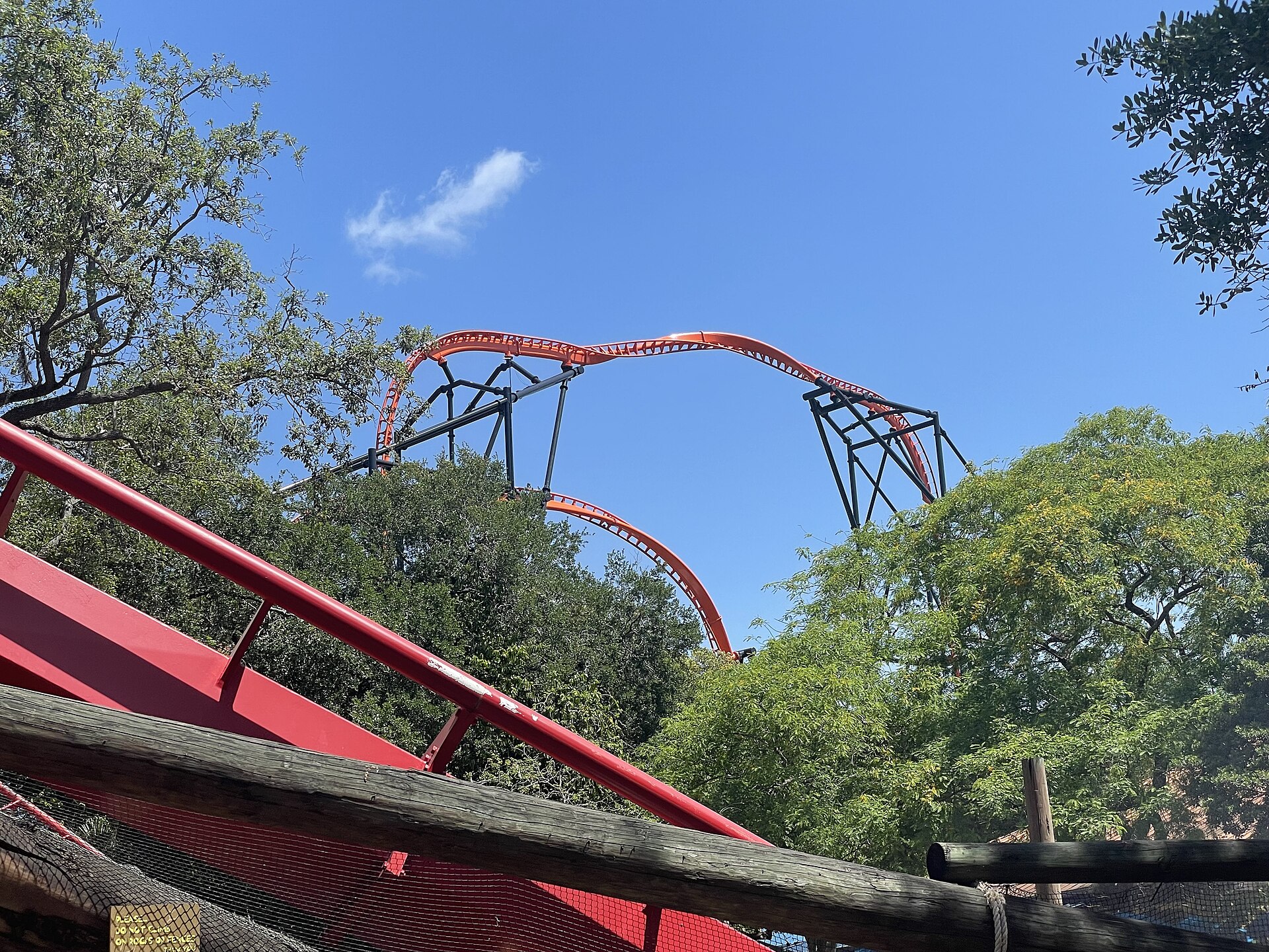 Tigris roller coaster as seen from the SheiKra plaza area at Busch Gardens Tampa Bay