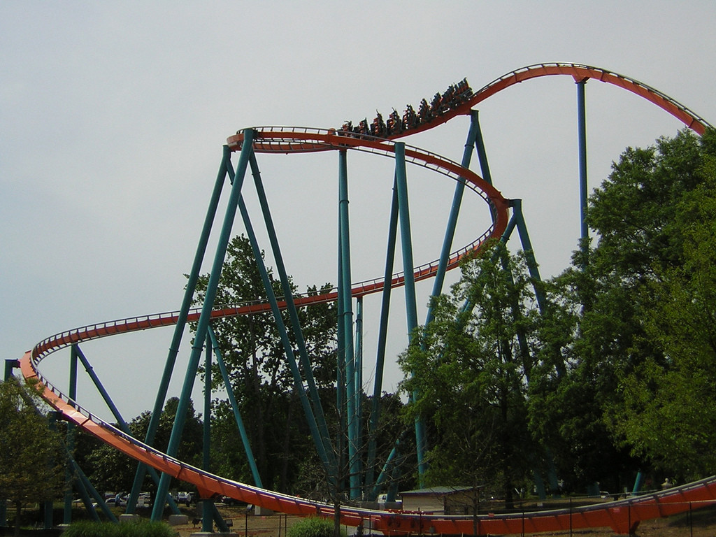 Goliath, hyper and mega roller coaster at Six Flags Over Georgia, USA