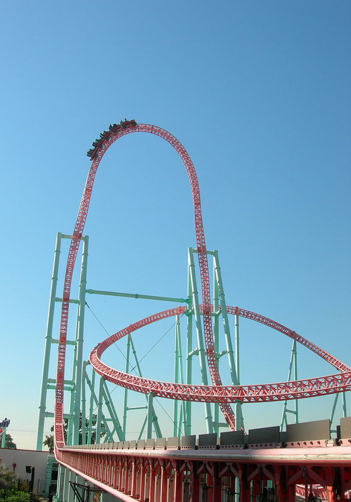 Xcelerator, a steel launched roller coaster at Knott's Berry Farm in Buena Park, California