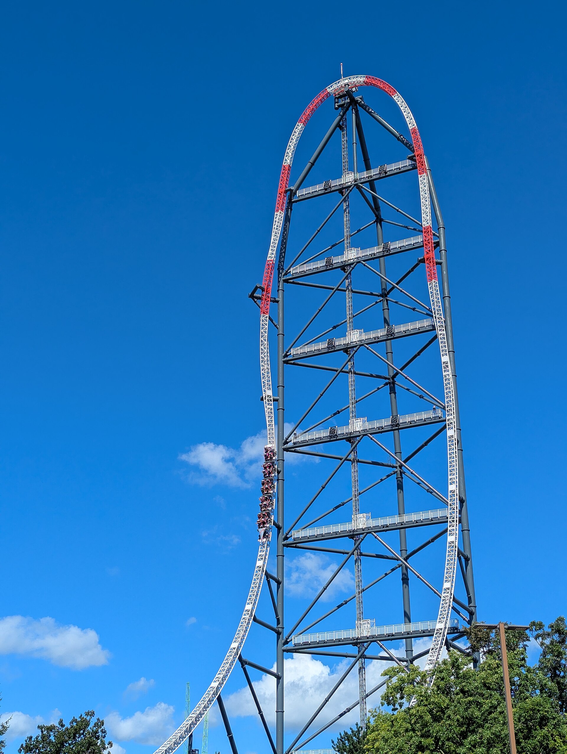 Top Thrill 2's train coming down the top hat at Cedar Point