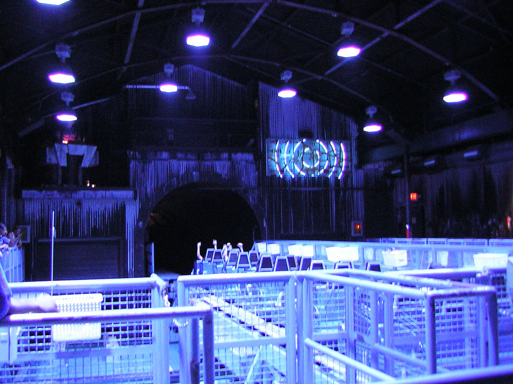 Mr. Freeze roller coaster station at Six Flags over Texas